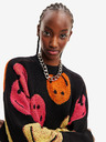Desigual Pulover supradimensionat cu model Smiley de la Desigual, negru, pentru femei