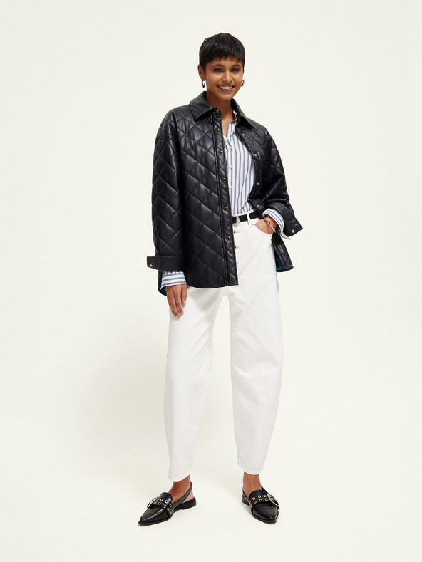 Scotch & Soda Jachetă din piele neagră pentru femei Scotch & Soda