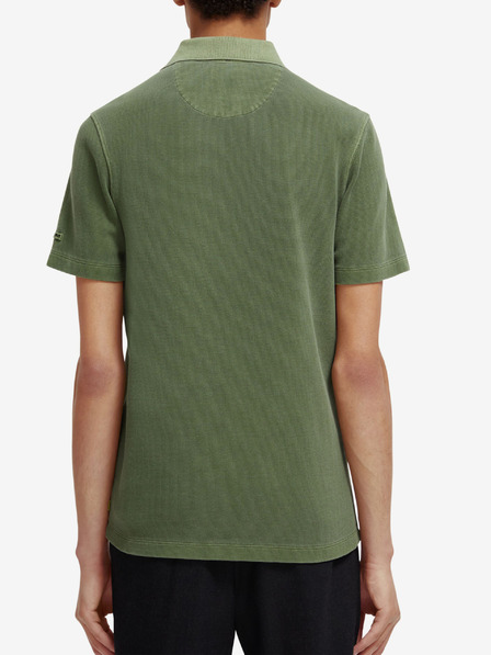 Scotch & Soda Tricou polo verde pentru bărbați Scotch & Soda Garment Dye