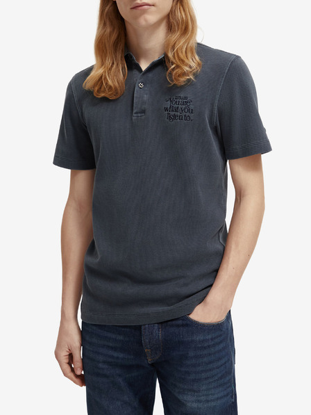 Scotch & Soda Tricou polo albastru închis pentru bărbați Scotch & Soda Garment Dye