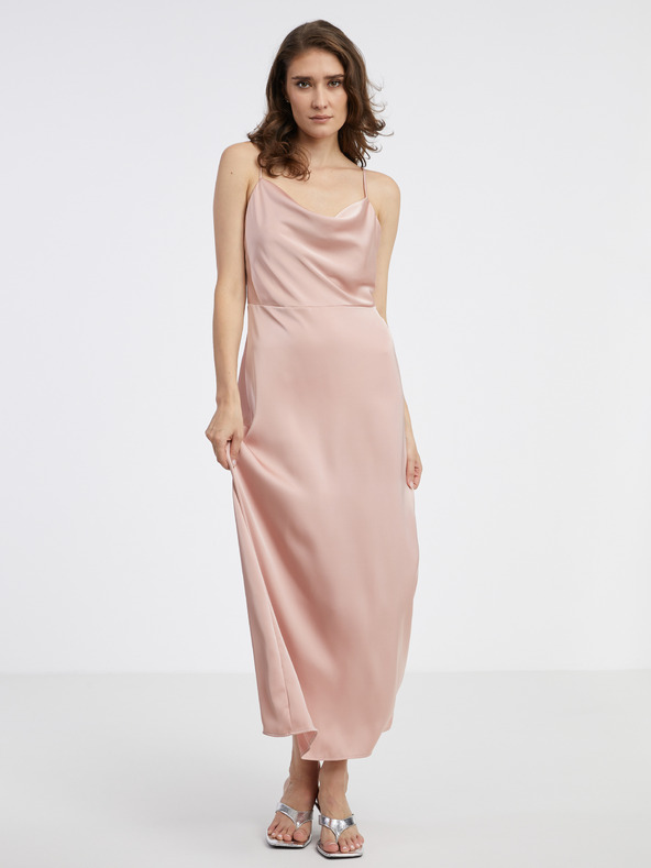 Vila Rochie maxi din satin roz închis pentru femei VILA Ravenna