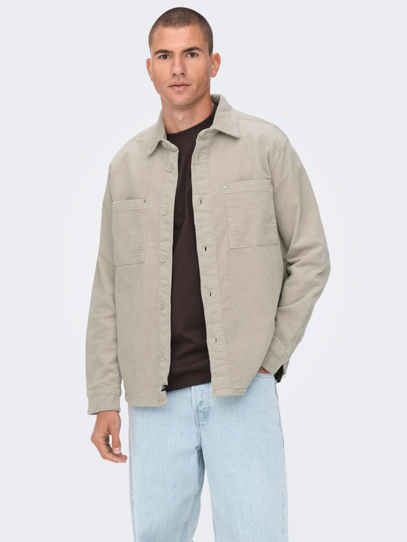ONLY & SONS Top din catifea pentru bărbați ONLY & SONS Track Beige