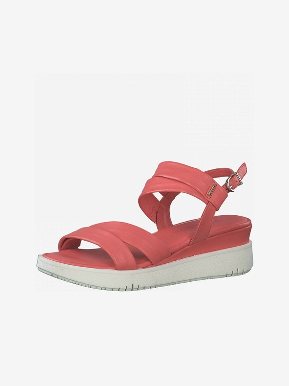 Tamaris Sandale cu toc din piele pentru femei Coral Tamaris