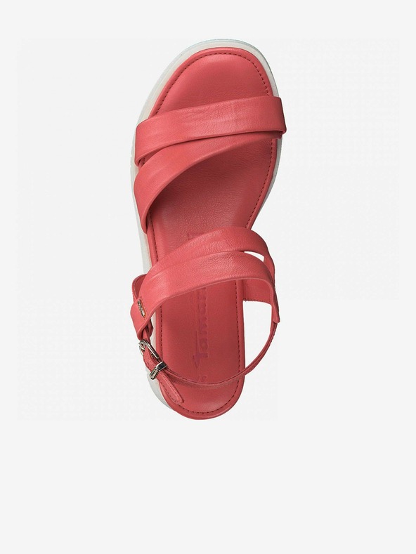 Tamaris Sandale cu toc din piele pentru femei Coral Tamaris