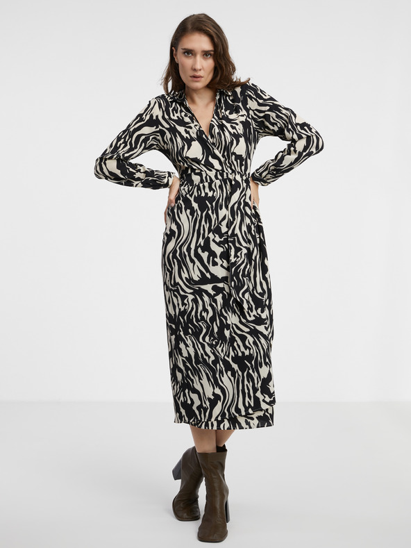 Jacqueline de Yong Rochie wrap midi pentru femei JDY Piper crem și neagră