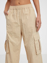 ONLY Pantaloni de damă din piele de căprioară bej cu buzunare ONLY Karin