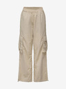 ONLY Pantaloni de damă din piele de căprioară bej cu buzunare ONLY Karin