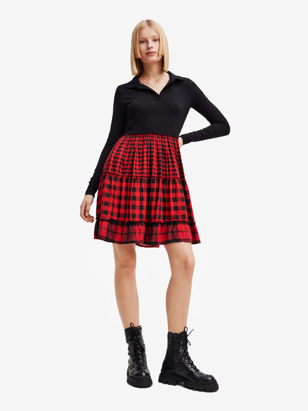 Desigual Rochie în carouri roșie și neagră pentru femei Desigual Harryst