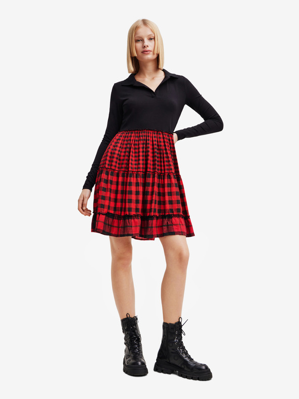 Desigual Rochie în carouri roșie și neagră pentru femei Desigual Harryst