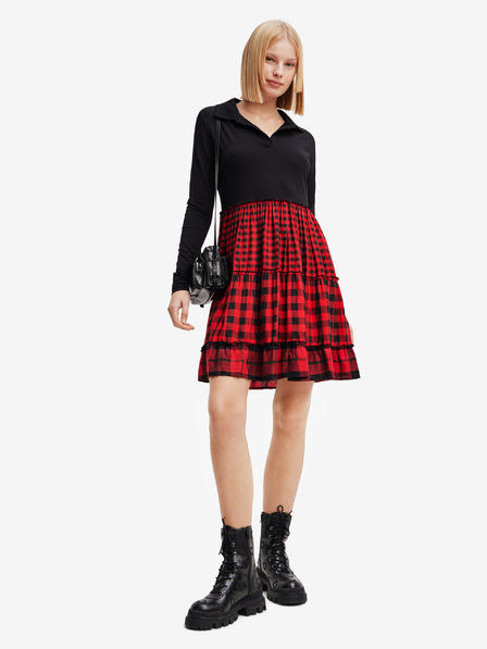 Desigual Rochie în carouri roșie și neagră pentru femei Desigual Harryst