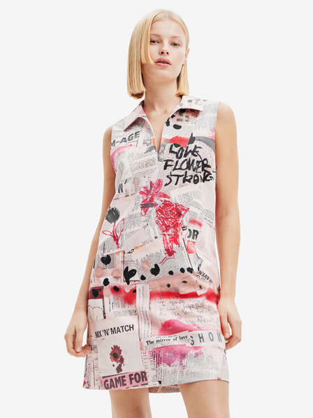 Desigual Rochie cu model pentru femei roz și alb Desigual Loa