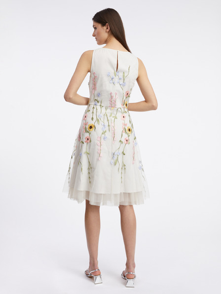 Orsay Rochie albă de damă cu flori până la genunchi ORSAY