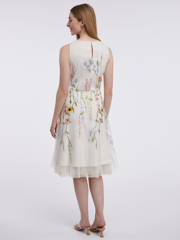 Orsay Rochie albă de damă cu flori până la genunchi ORSAY