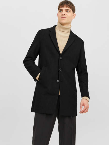 Jack & Jones Palton negru pentru bărbați Jack & Jones Morrison din amestec de lână
