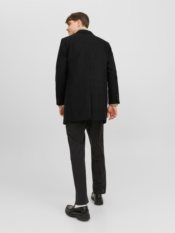 Jack & Jones Palton negru pentru bărbați Jack & Jones Morrison din amestec de lână