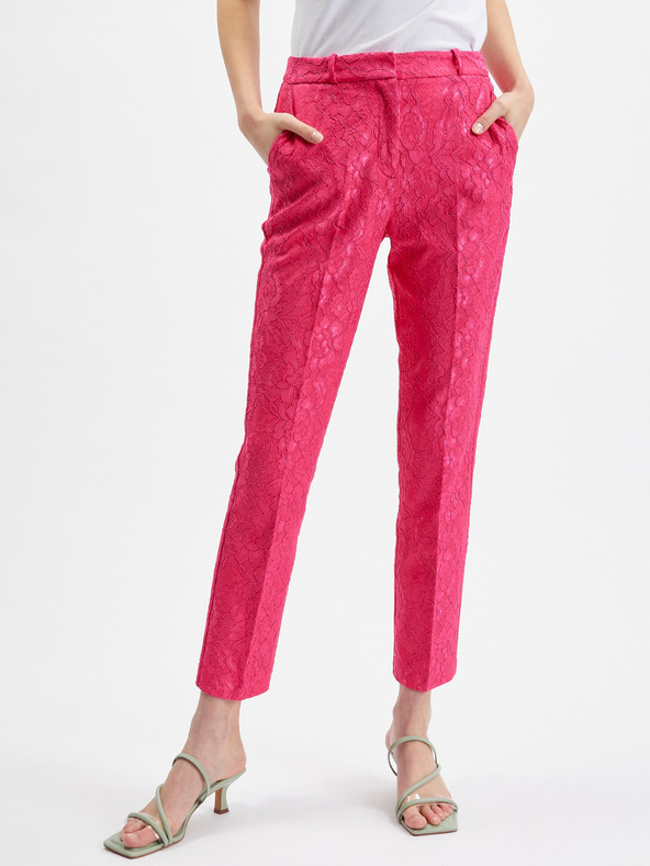 Orsay Pantaloni pentru femei cu model roz ORSAY