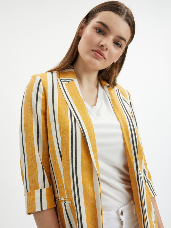 Orsay Jachetă de in cu dungi portocalii pentru femei ORSAY