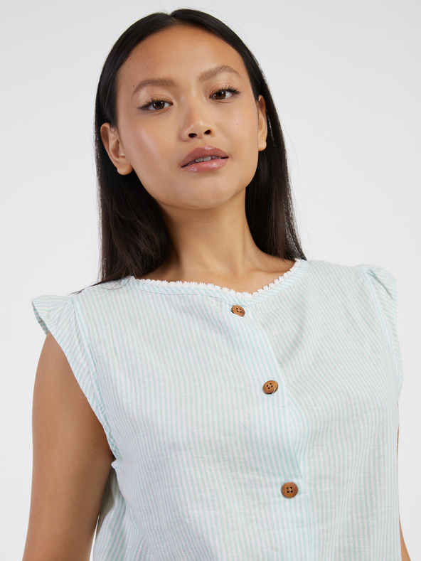 CAMAIEU Bluză din in verde deschis CAMAIEU