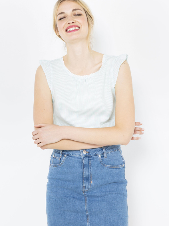 CAMAIEU Bluză din in verde deschis CAMAIEU