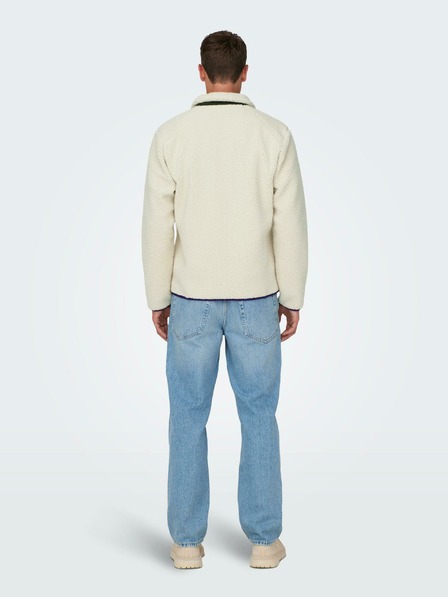 ONLY & SONS Jachetă bărbătească din blană artificială crem ONLY & SONS Dallas