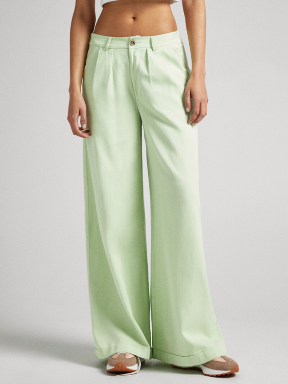 Pepe Jeans Pantaloni largi pentru femei verde deschis Pepe Jeans Monna