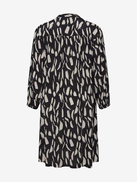 Fransa Rochie cămașă cu model crem și negru cu mâneci trei sferturi Fransa