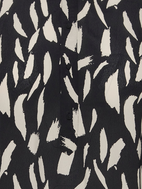 Fransa Rochie cămașă cu model crem și negru cu mâneci trei sferturi Fransa