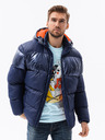 Ombre Clothing Jachetă de iarnă matlasată cu glugă, albastru închis, pentru bărbați Ombre Clothing