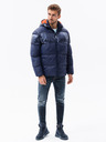 Ombre Clothing Jachetă de iarnă matlasată cu glugă, albastru închis, pentru bărbați Ombre Clothing