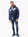 Ombre Clothing Jachetă de iarnă matlasată cu glugă, albastru închis, pentru bărbați Ombre Clothing