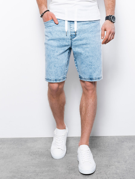 Ombre Clothing Pantaloni scurți din denim pentru bărbați albastru deschis Ombre Clothing W363
