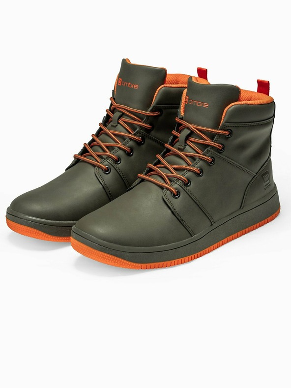 Ombre Clothing Adidași de gleznă kaki pentru bărbați T311