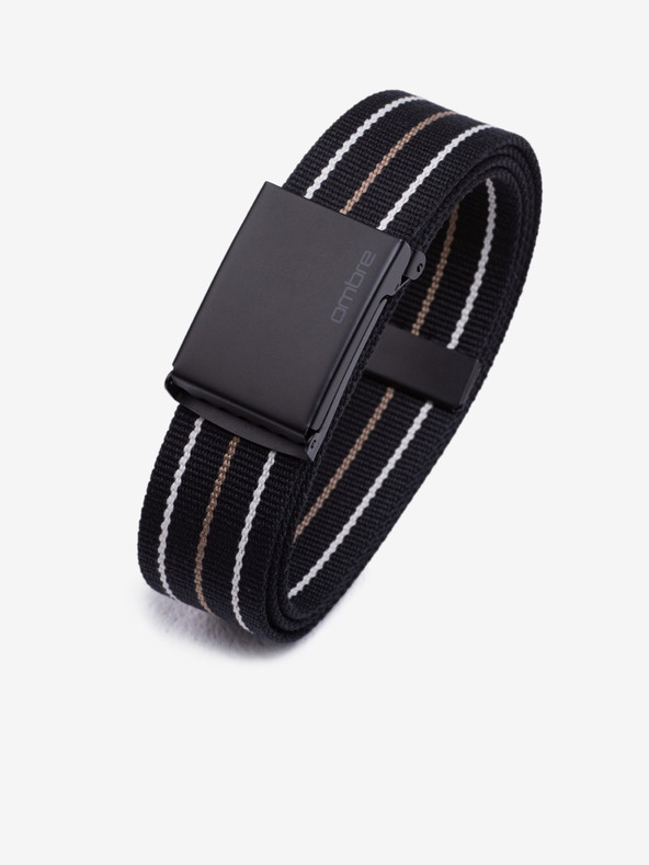 Ombre Clothing Curea neagră cu dungi pentru bărbați Ombre Clothing