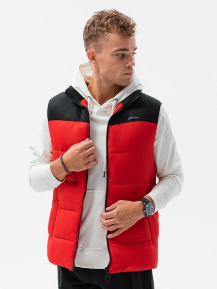 Ombre Clothing Vesta matlasată neagră și roșie pentru bărbați Ombre Clothing