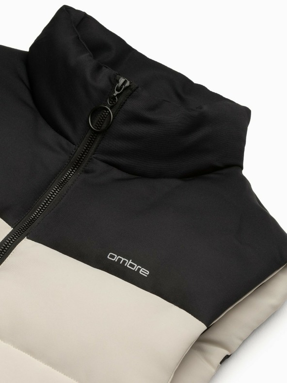 Ombre Clothing Vesta matlasată pentru bărbați negru și bej Ombre Clothing