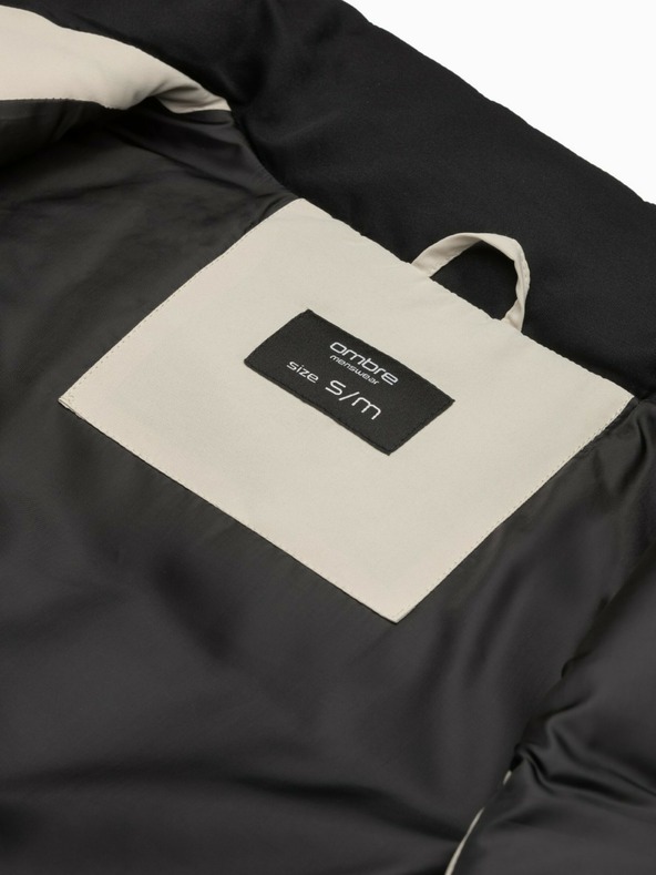 Ombre Clothing Vesta matlasată pentru bărbați negru și bej Ombre Clothing