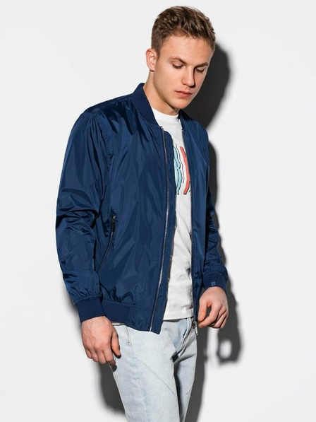 Ombre Clothing Jachetă bomber de primăvară pentru bărbați C439 - Navy