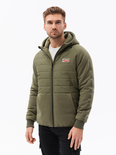 Ombre Clothing Jachetă ușoară cu glugă pentru bărbați verde Ombre Clothing