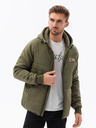 Ombre Clothing Jachetă ușoară cu glugă pentru bărbați verde Ombre Clothing