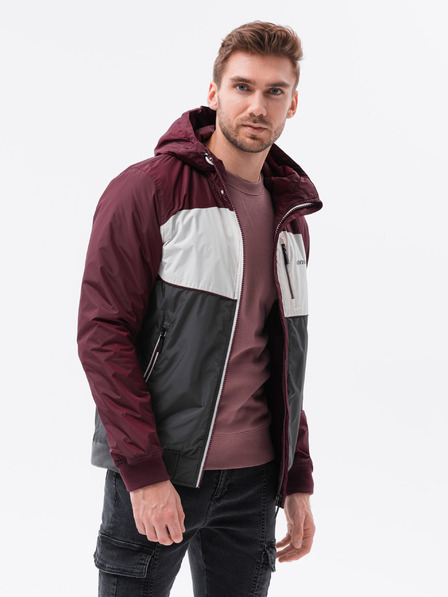Ombre Clothing Jachetă de tranziție Ombre Clothing C447 pentru bărbați, gri și burgundy