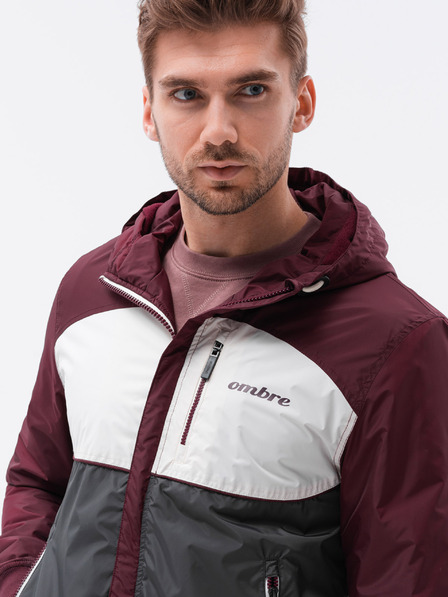 Ombre Clothing Jachetă de tranziție Ombre Clothing C447 pentru bărbați, gri și burgundy
