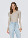 ONLY Tricou cu mânecă lungă cu nervuri bej pentru femei ONLY Emma