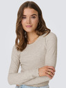 ONLY Tricou cu mânecă lungă cu nervuri bej pentru femei ONLY Emma