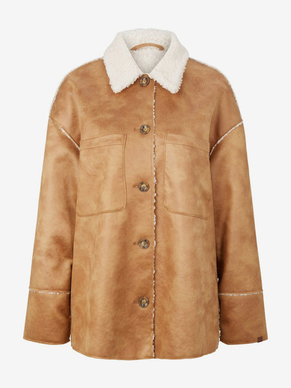 Tom Tailor Jachetă din blană artificială pentru femei, maro deschis, Tom Tailor