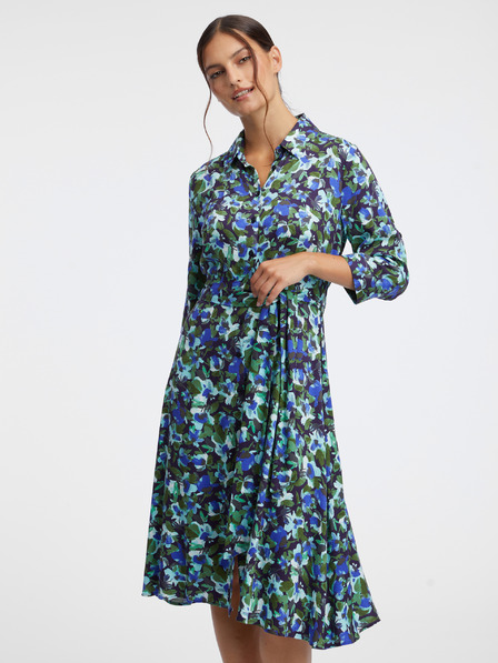 Orsay Rochie stil cămașă verde-albastră cu imprimeu floral ORSAY