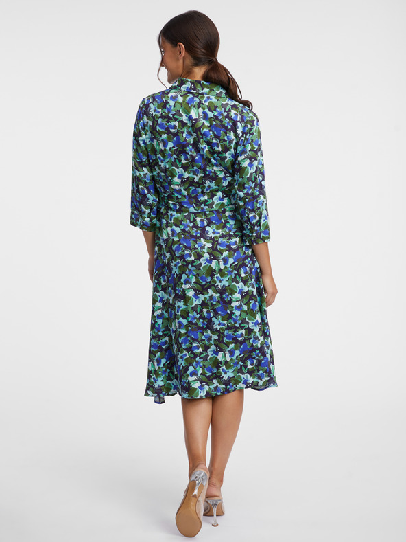 Orsay Rochie stil cămașă verde-albastră cu imprimeu floral ORSAY