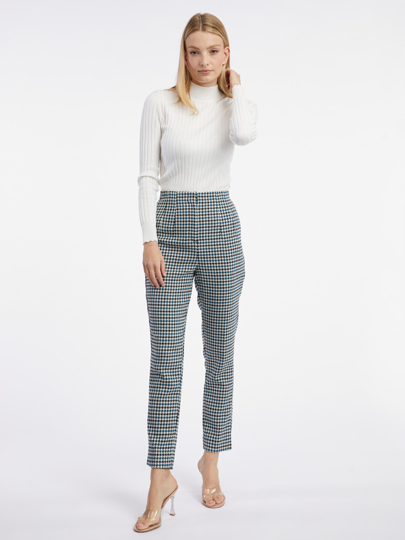 Orsay Pantaloni de damă cu model negru-albastru ORSAY