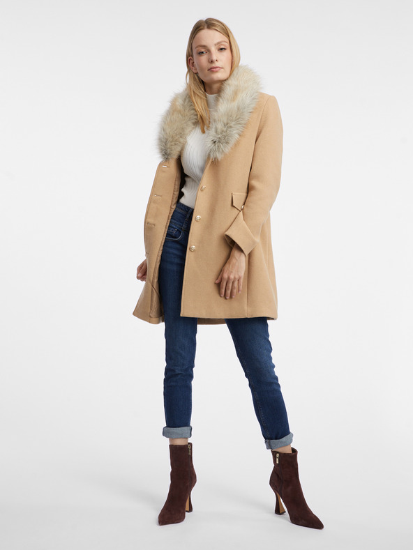 Orsay Palton pentru femei bej din amestec de lână ORSAY