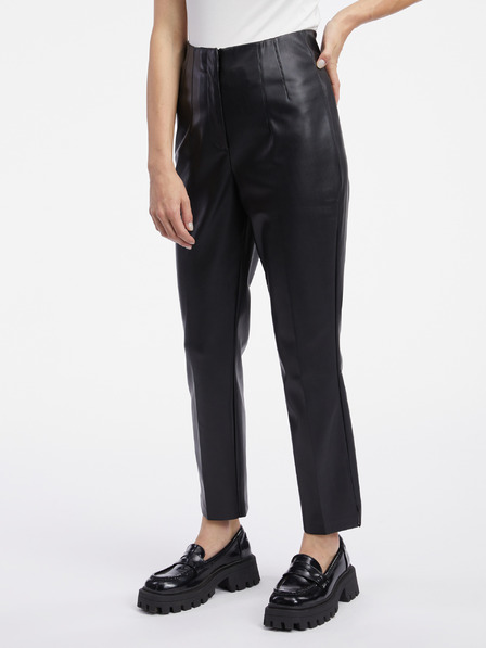 Orsay Pantaloni maro din piele artificială pentru femei ORSAY