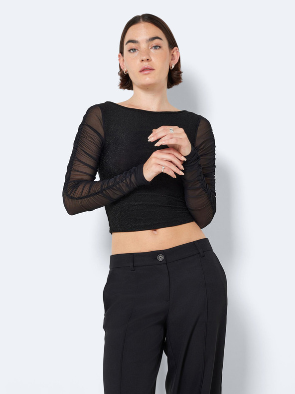 Noisy May Tricou crop top negru pentru femei Noisy May Louise